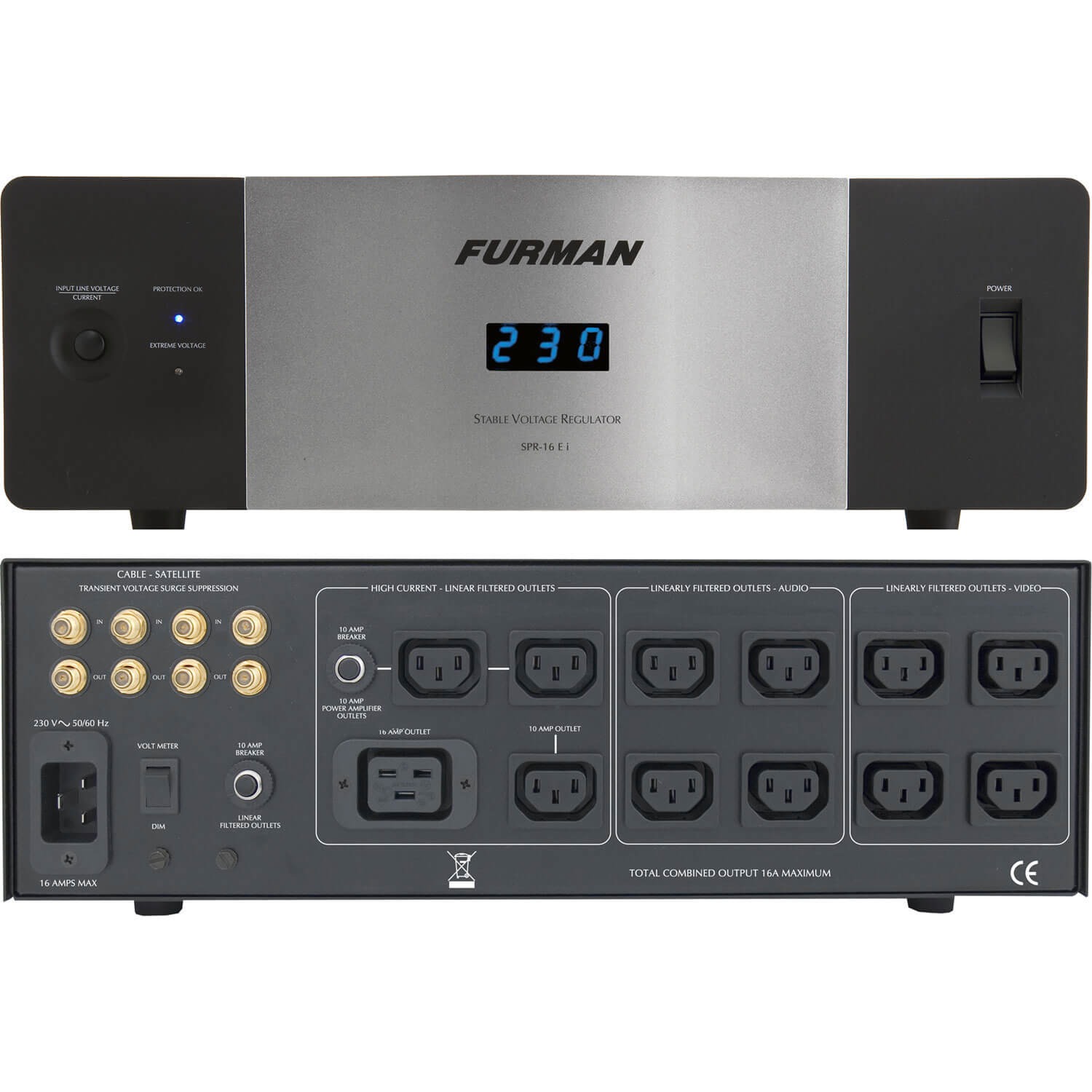 Máy lọc âm tuyến tính công nghệ LiFT Furman SPR-16E i,10 lỗ cắm 