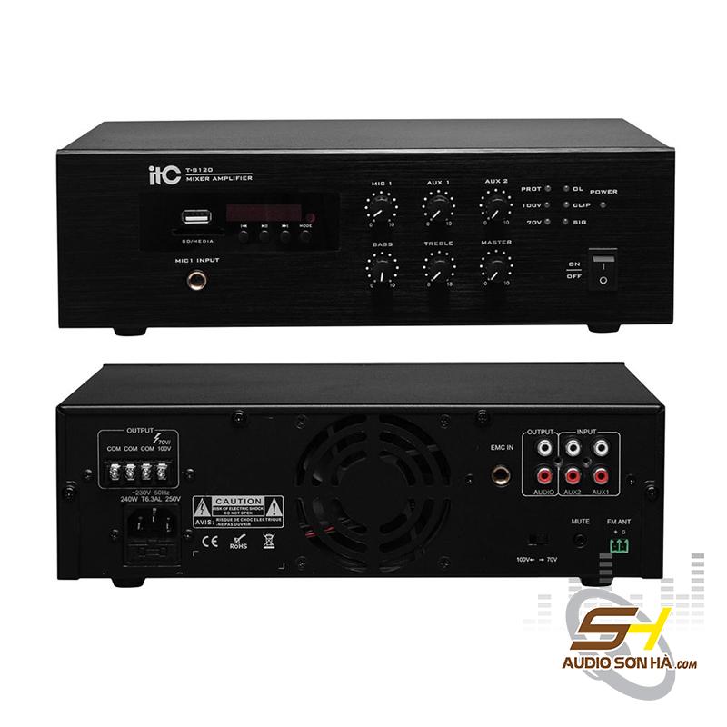 Amply ITC T-B120 kèm mixer, công suất 120W - Hỗ trợ MP3, TUNER, Bluetooth