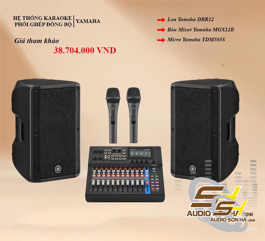 YAMAHA BỘ KARAOKE - LOA DBR 12- MIXER  MGX12W- MICRO YDN 505S