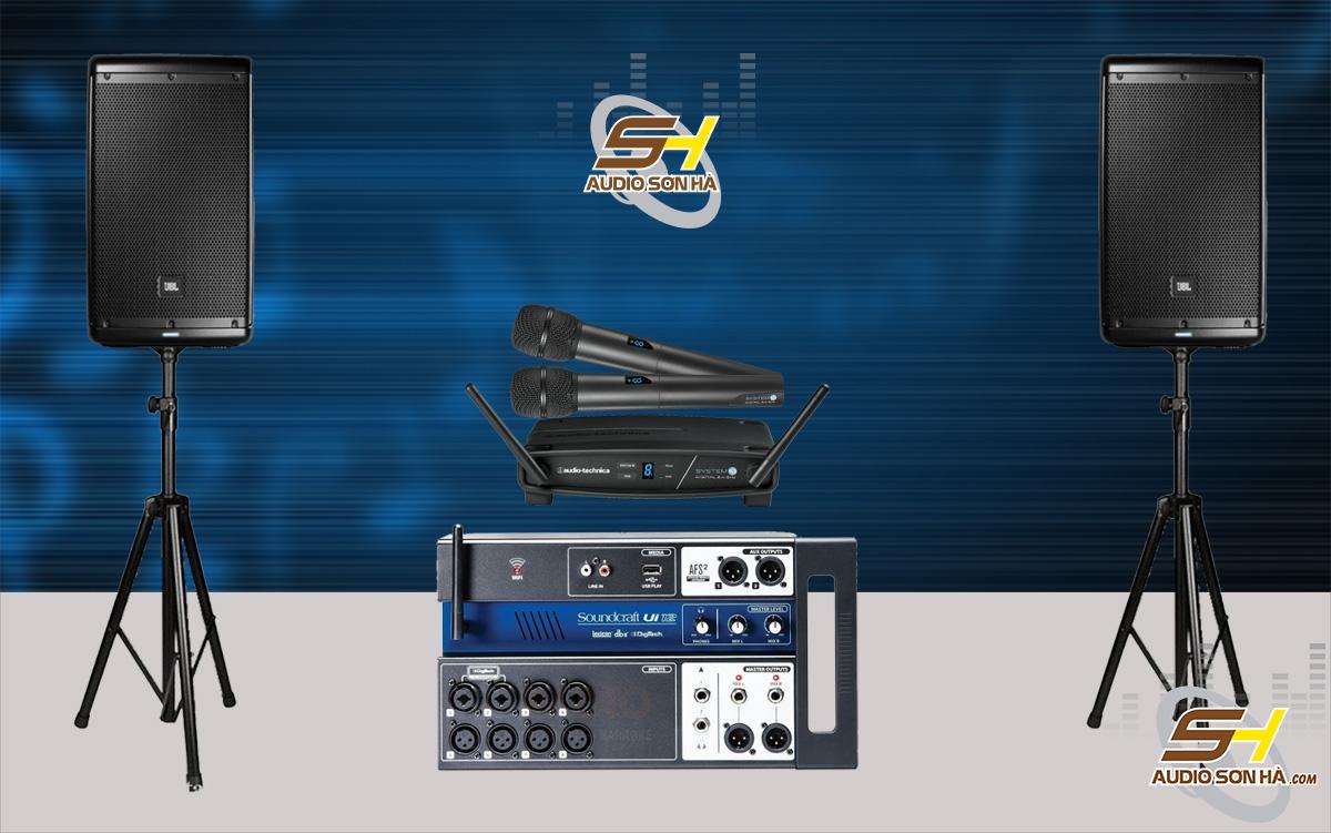 Bộ Karaoke JBL Eon 615 - Soundcraft Ui12 - Audio Technica System 10