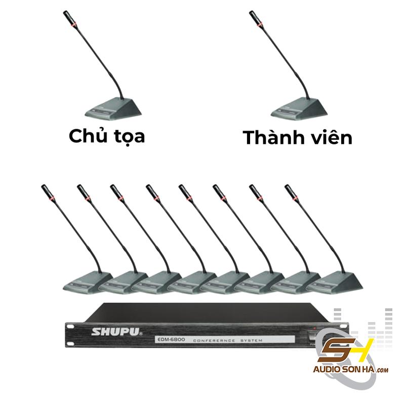  Shupu- Bộ Micro hội thảo có dây 9 thành viên EDM-6800/ 1chủ toạ EDM 6800C + 9Thành viên EDM 6800D