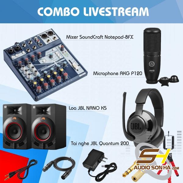 Combo Livestream SoundCraft Notepad-8FX -AKG P120 -JBL Quantum-NANO K5