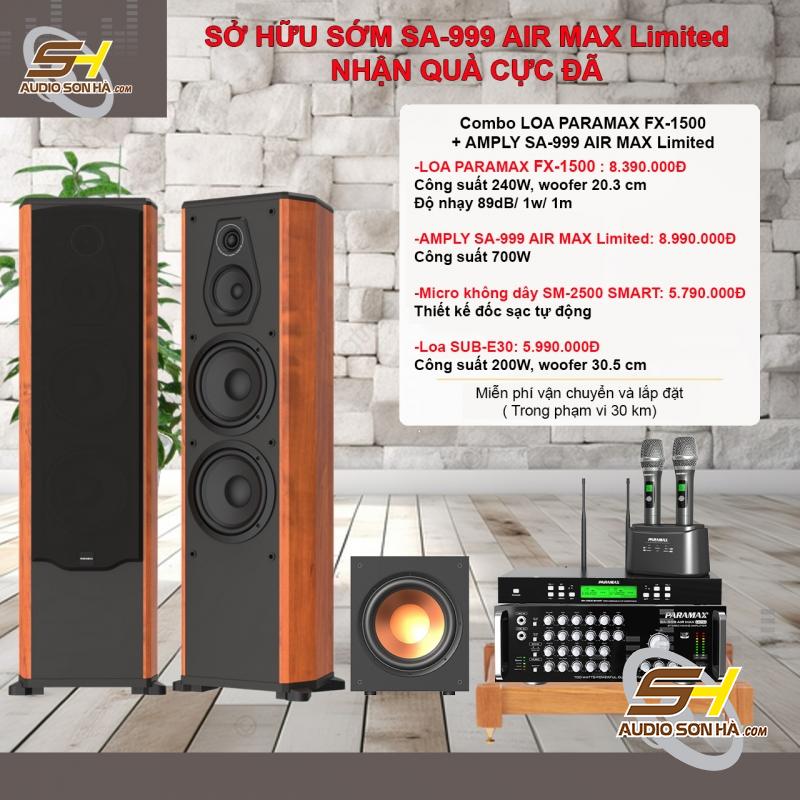 COMBO LOA PARAMAX FX-1500 + AMPLY SA-999 AIR MAX Limited