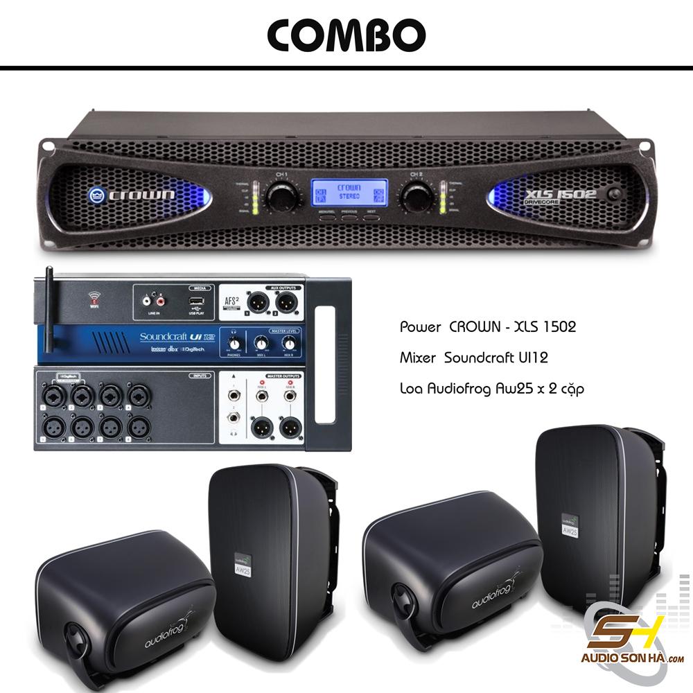 Combo CROWN XLS 1502 - Soundcraft UI12 - Audiofrog Aw 25