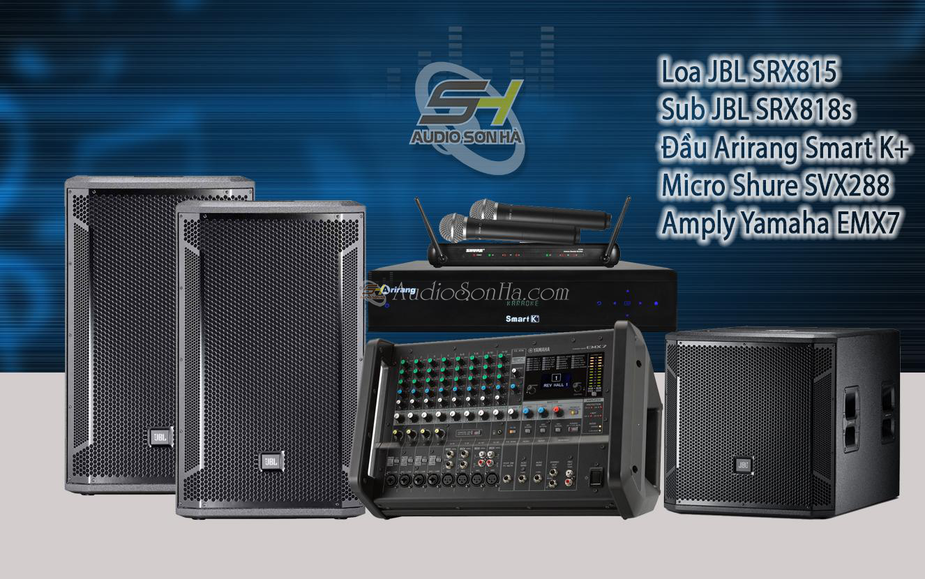Dàn âm thanh sân khấu loa JBL SRX815 & Yamaha EMX7 (Set 14)